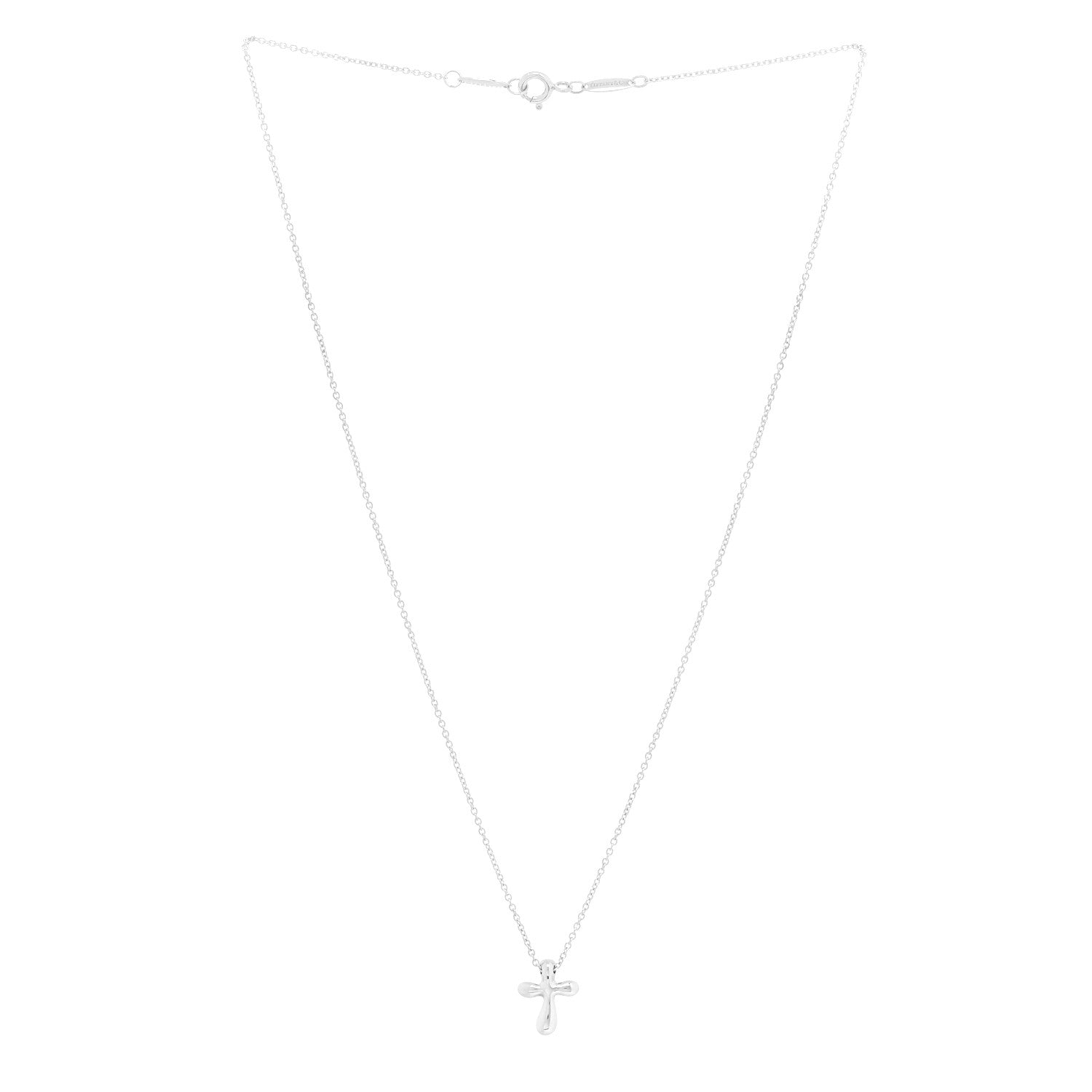 Tiffany Sterling Silver 12mm Elsa Peretti Cross Pendant Necklace 2 of 4
