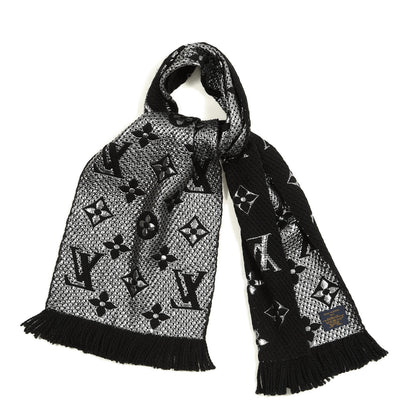 Louis Vuitton Wool Silk Logomania Shine Scarf Black 1 of 3