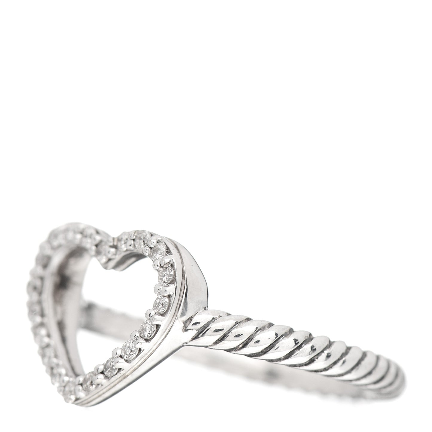 Sterling Silver Diamond 10mm Open Heart Ring 49 5