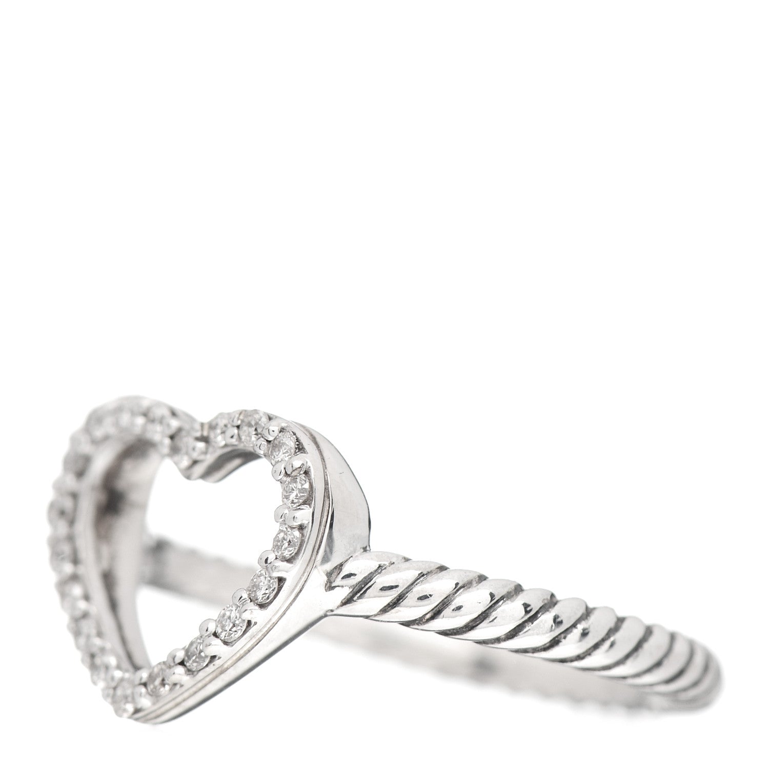 David Yurman Sterling Silver Diamond 10mm Open Heart Ring 49 5 3 of 5