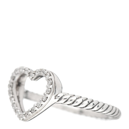 David Yurman Sterling Silver Diamond 10mm Open Heart Ring 49 5 3 of 5