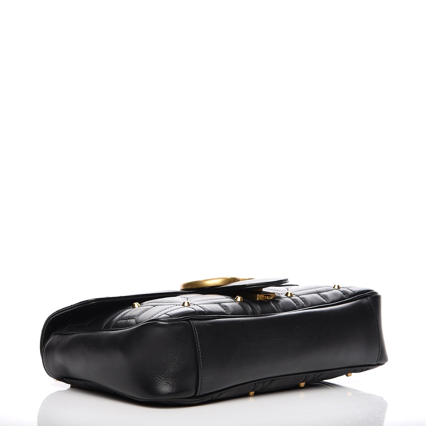 Calfskin Matelasse Studded Medium GG Marmont Shoulder Bag Black