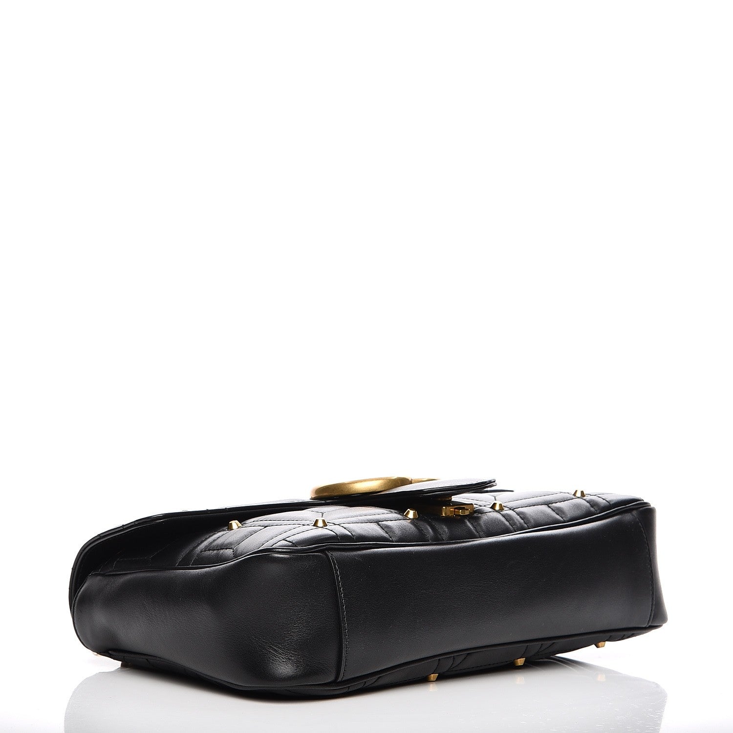 Gucci Calfskin Matelasse Studded Medium GG Marmont Shoulder Bag Black 4 of 8