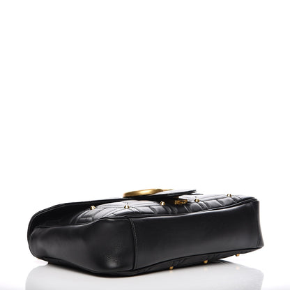 Gucci Calfskin Matelasse Studded Medium GG Marmont Shoulder Bag Black 4 of 8