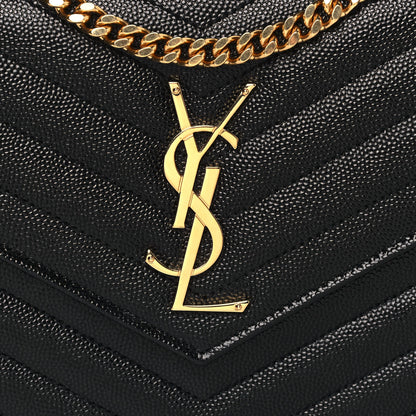 Saint Laurent Grain De Poudre Matelasse Chevron Monogram Chain Wallet Black 7 of 12