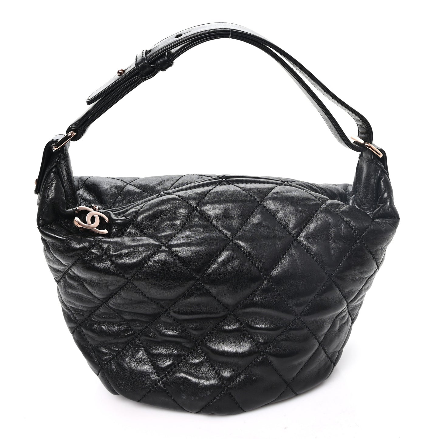 Lambskin Quilted Cloudy Bundle Hobo Black