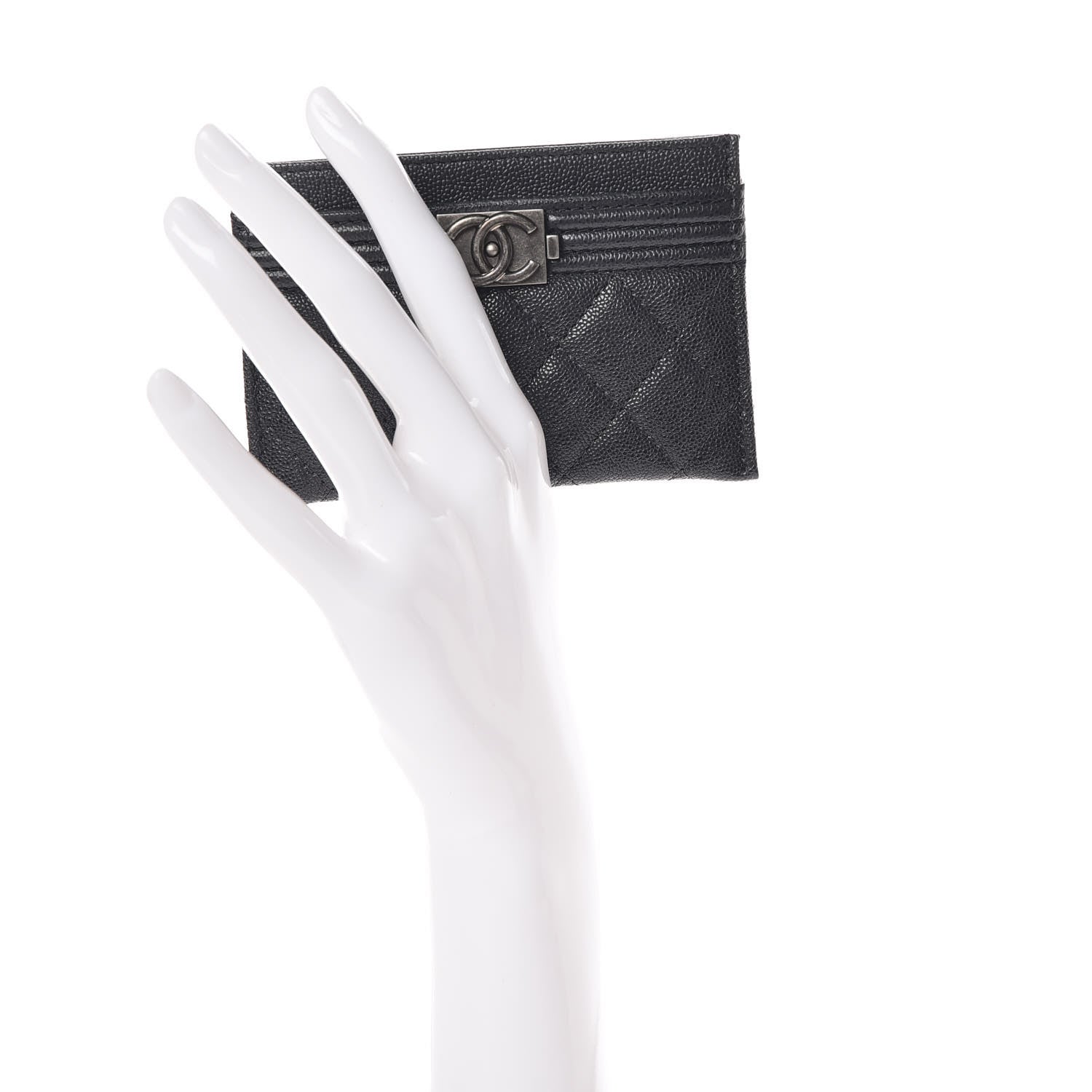 Chanel Caviar Quilted Boy Card Holder Charcoal 2 of 9