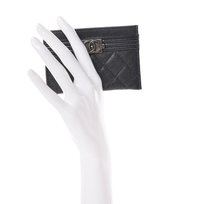 Chanel Caviar Quilted Boy Card Holder Charcoal 2 of 9