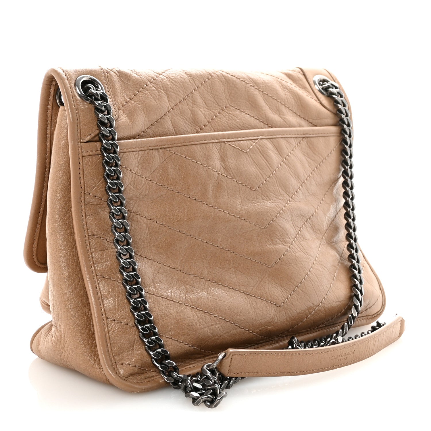 Saint Laurent Crinkled Calfskin Matelasse Monogram Medium Niki Chain Satchel Light Taupe 3 of 9