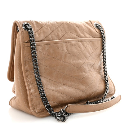 Saint Laurent Crinkled Calfskin Matelasse Monogram Medium Niki Chain Satchel Light Taupe 3 of 9
