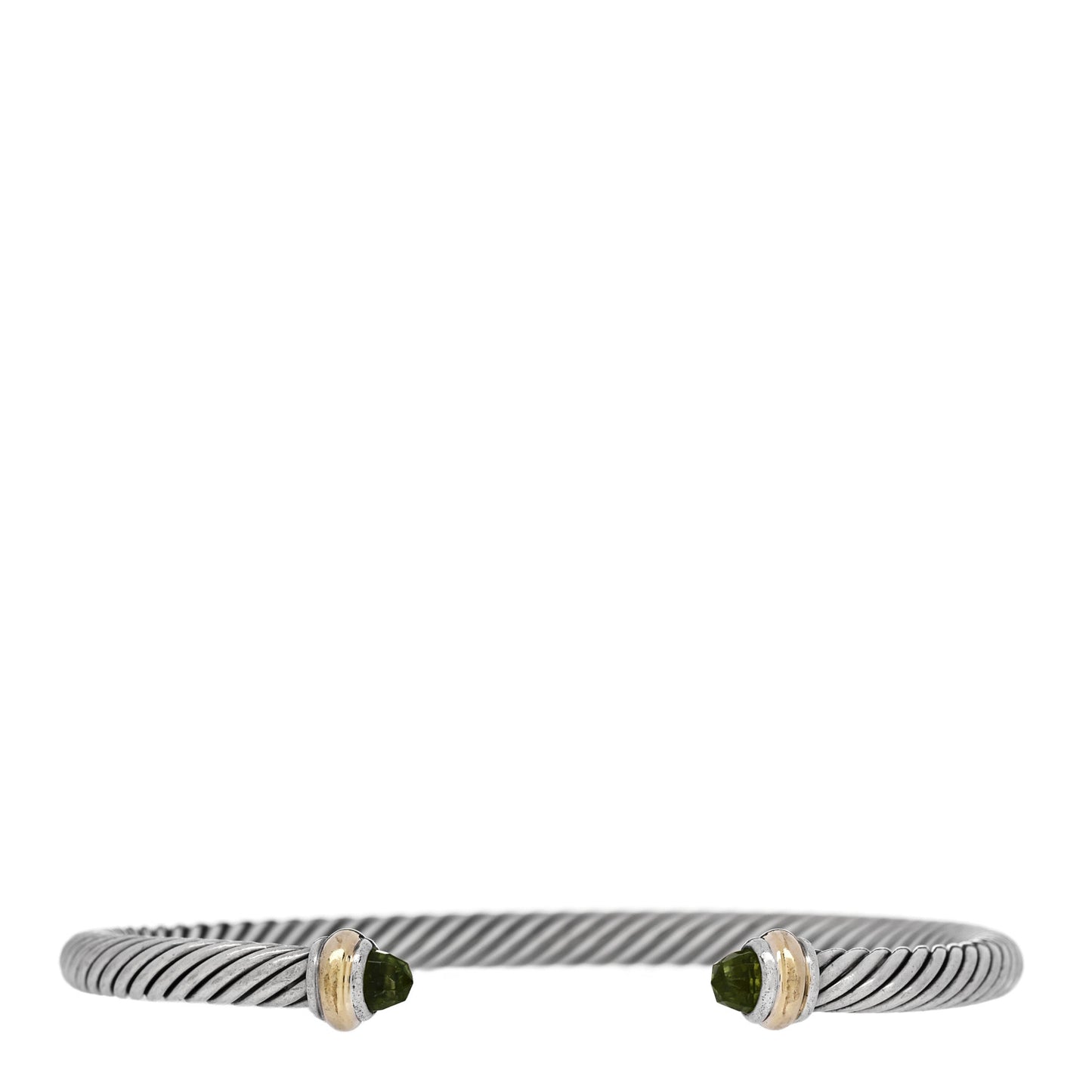 Sterling Silver 18K Yellow Gold Peridot 4mm Cable Classics Bracelet