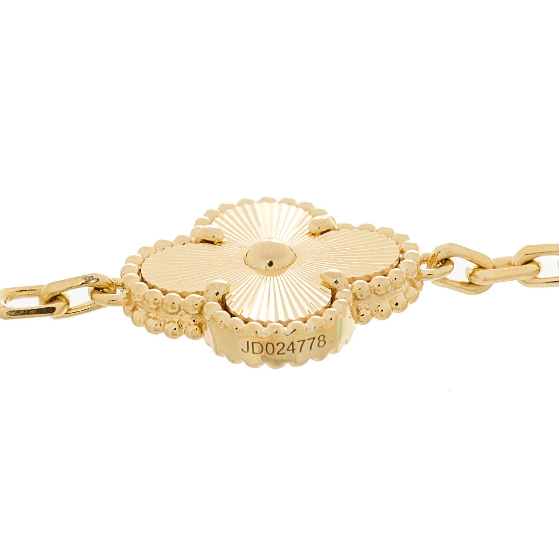 18K Yellow Gold 5 Motifs Guilloche Vintage Alhambra Bracelet