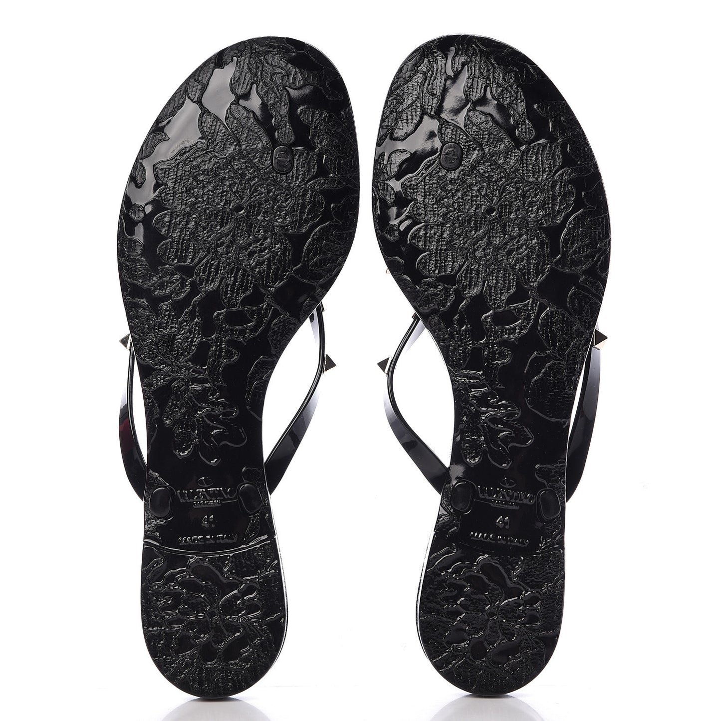 PVC Jelly Rockstud Bow Thong Sandals 41 Black