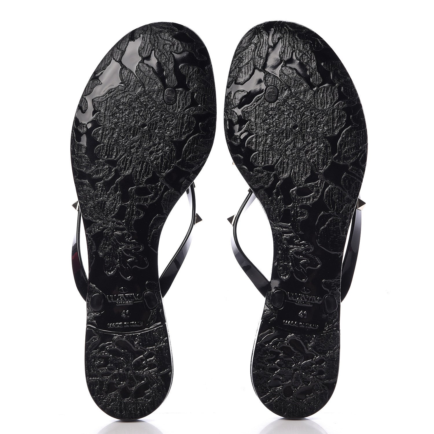 Valentino Garavani PVC Jelly Rockstud Bow Thong Sandals 41 Black 5 of 10