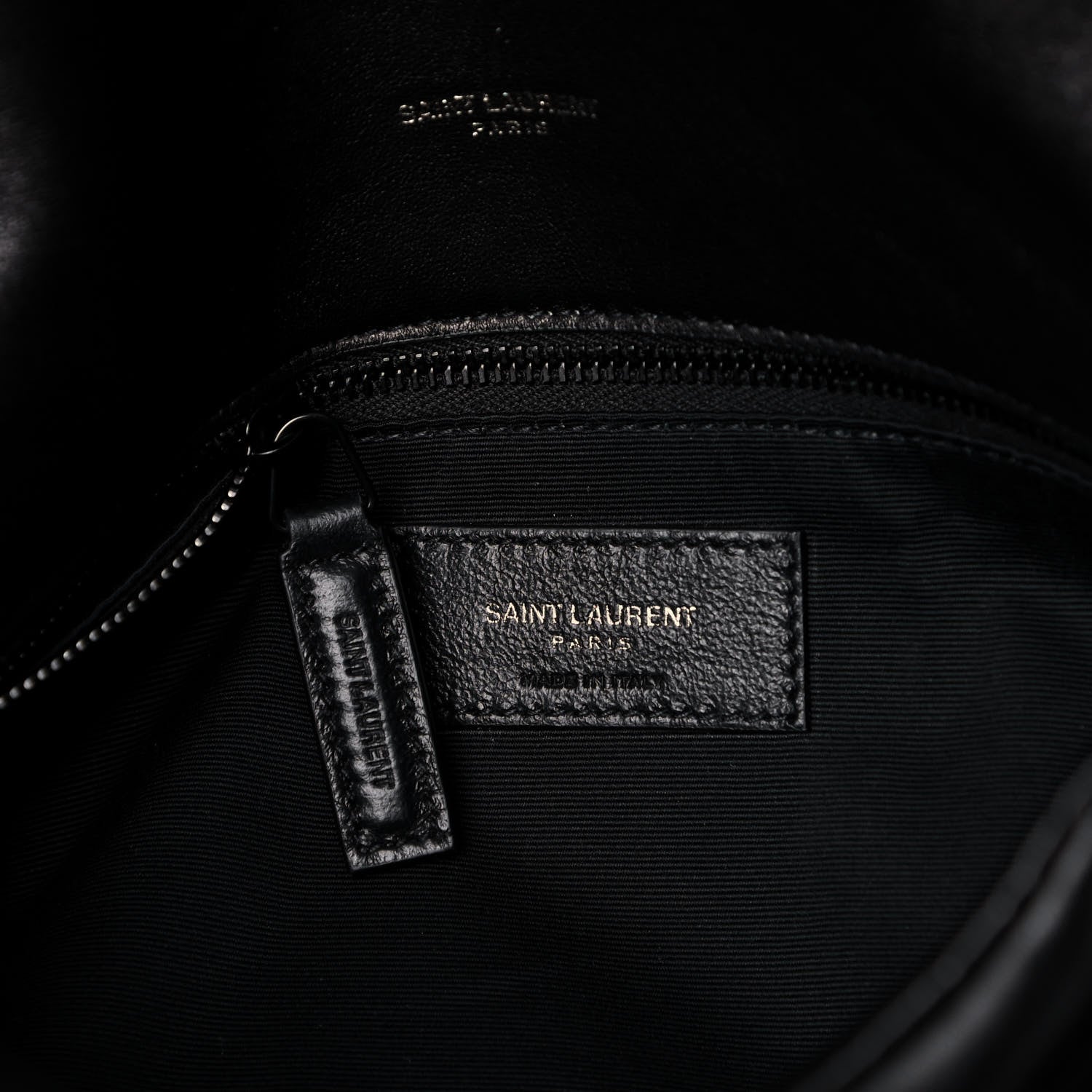 Saint Laurent Lambskin Quilted Medium Loulou Puffer Monogram Chain Satchel Black 7 of 16