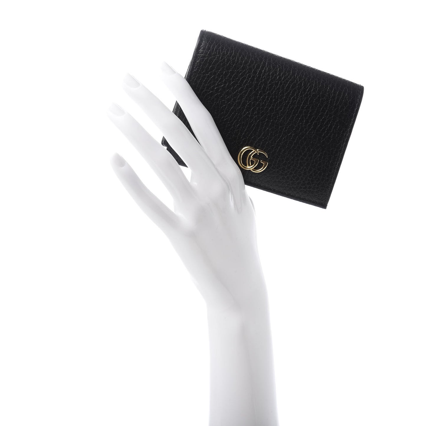 Pebbled Calfskin GG Marmont Card Case Black