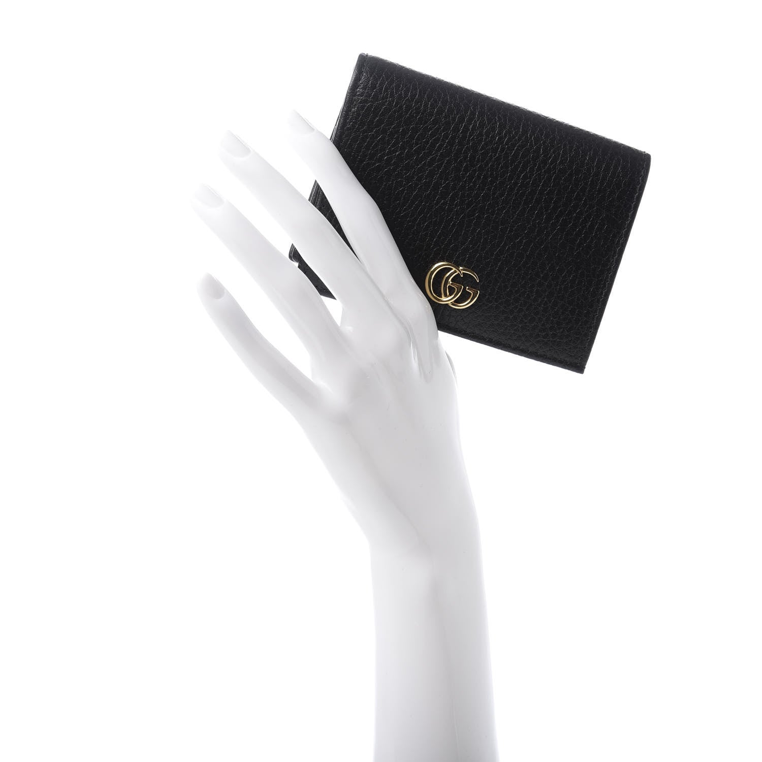 Gucci Pebbled Calfskin GG Marmont Card Case Black 2 of 8