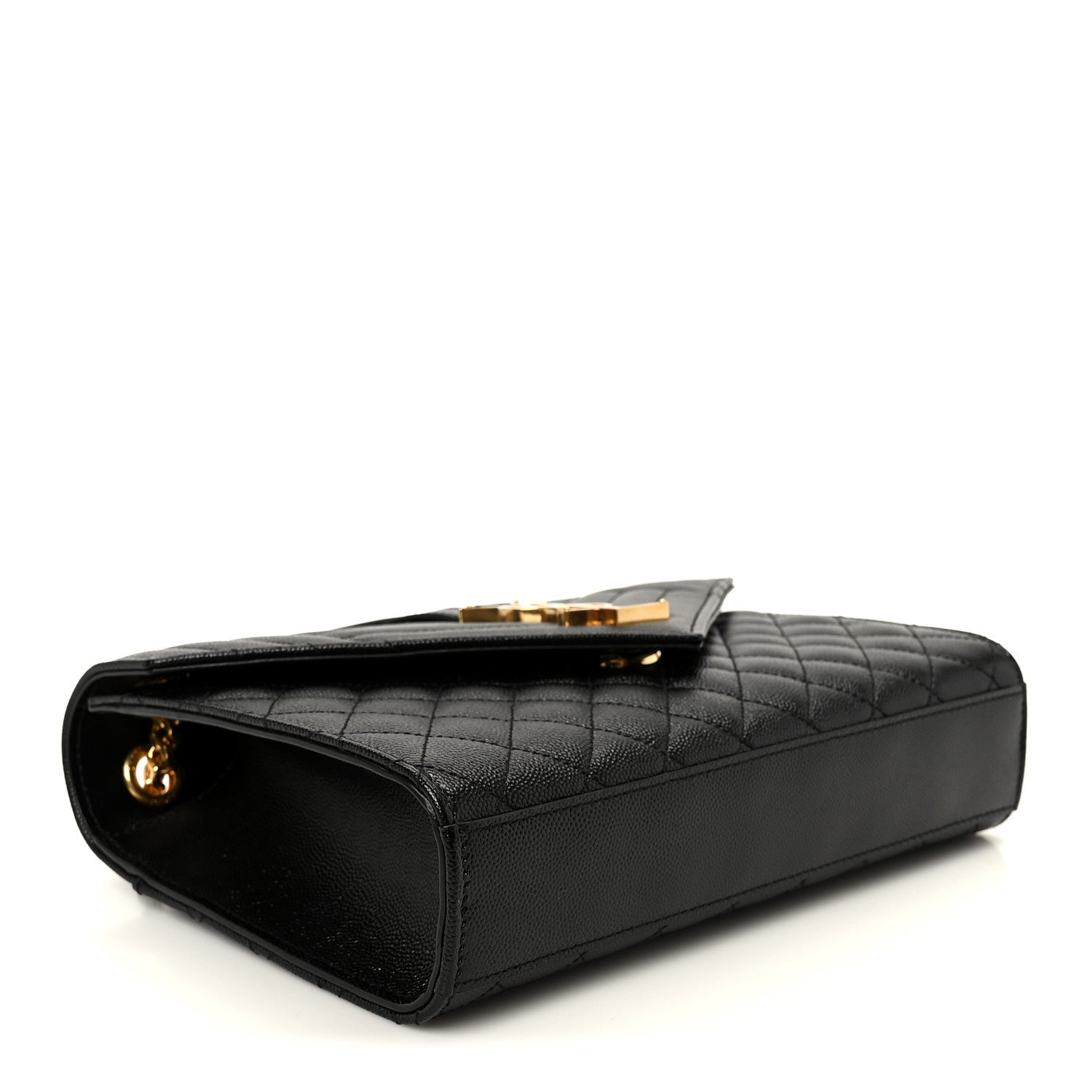 Saint Laurent Grain De Poudre Textured Mixed Matelasse Triquilt Medium Monogram Satchel Black 4 of 11