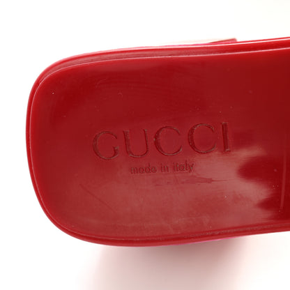 Gucci Rubber Gucci Logo Womens Platform 20/60mm Slide Sandals 36 Hibiscus Red 6 of 10