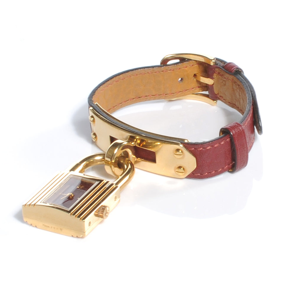 Hermes Stainless Steel Clemence 20mm Kelly Cadena Quartz Watch Rouge 3 of 6