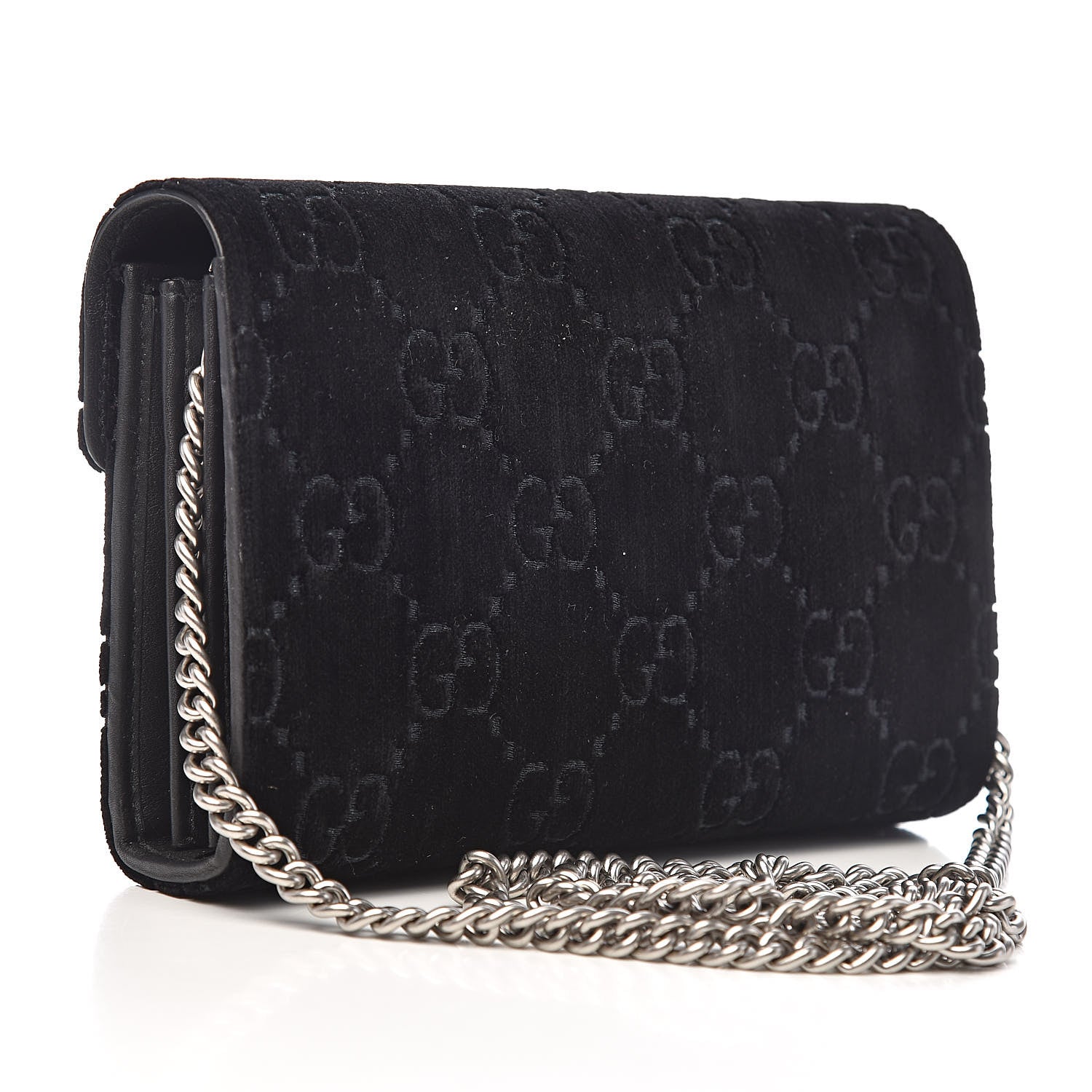 Gucci Velvet GG Monogram Mini Dionysus Chain Wallet Black 3 of 10