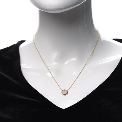 Tiffany 18K Yellow Gold Diamond Mother of Pearl Small T Circle Pendant Necklace 2 of 6
