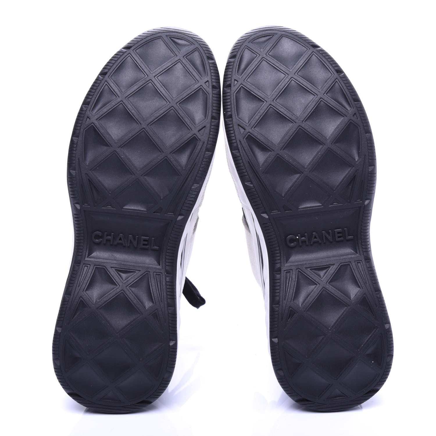 Chanel Calfskin Suede Nylon Grosgrain CC Sneakers 36 White Black 5 of 13