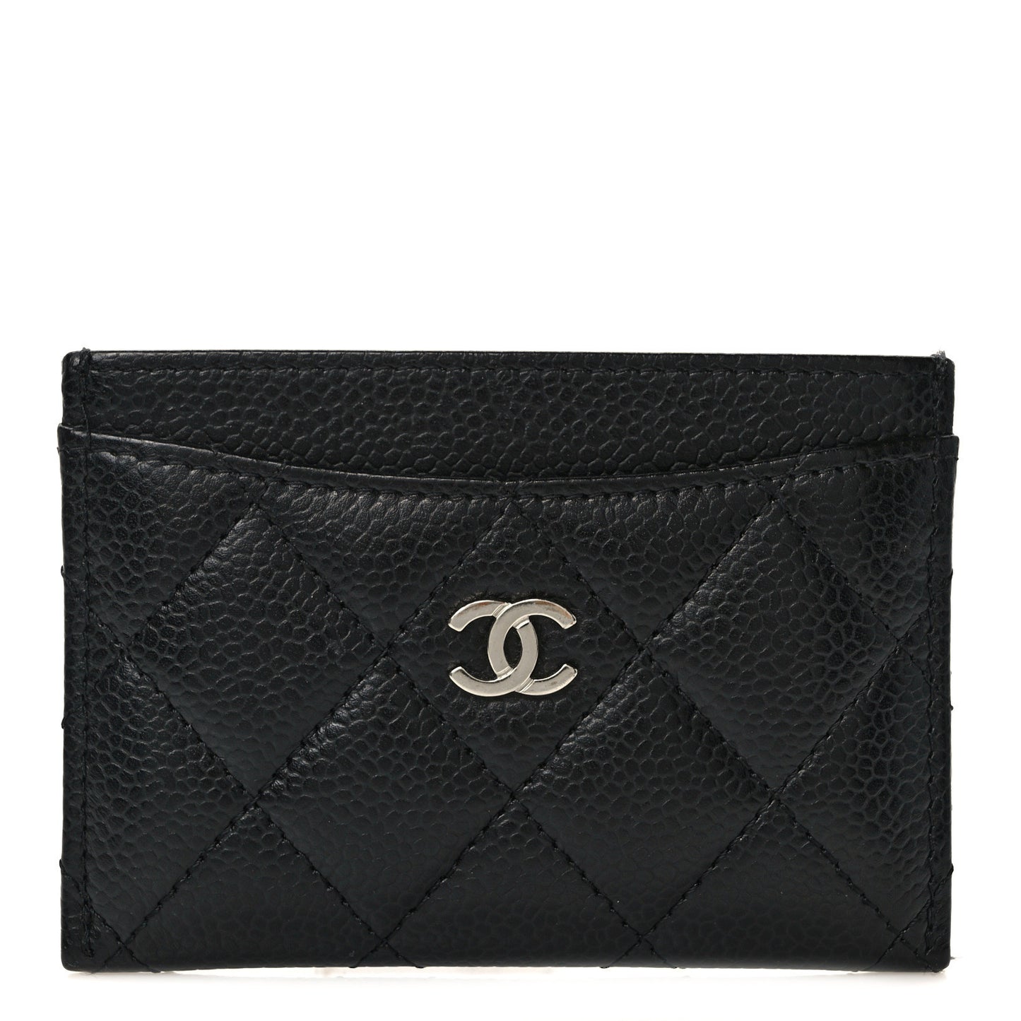 Caviar Quilted Card Holder Black