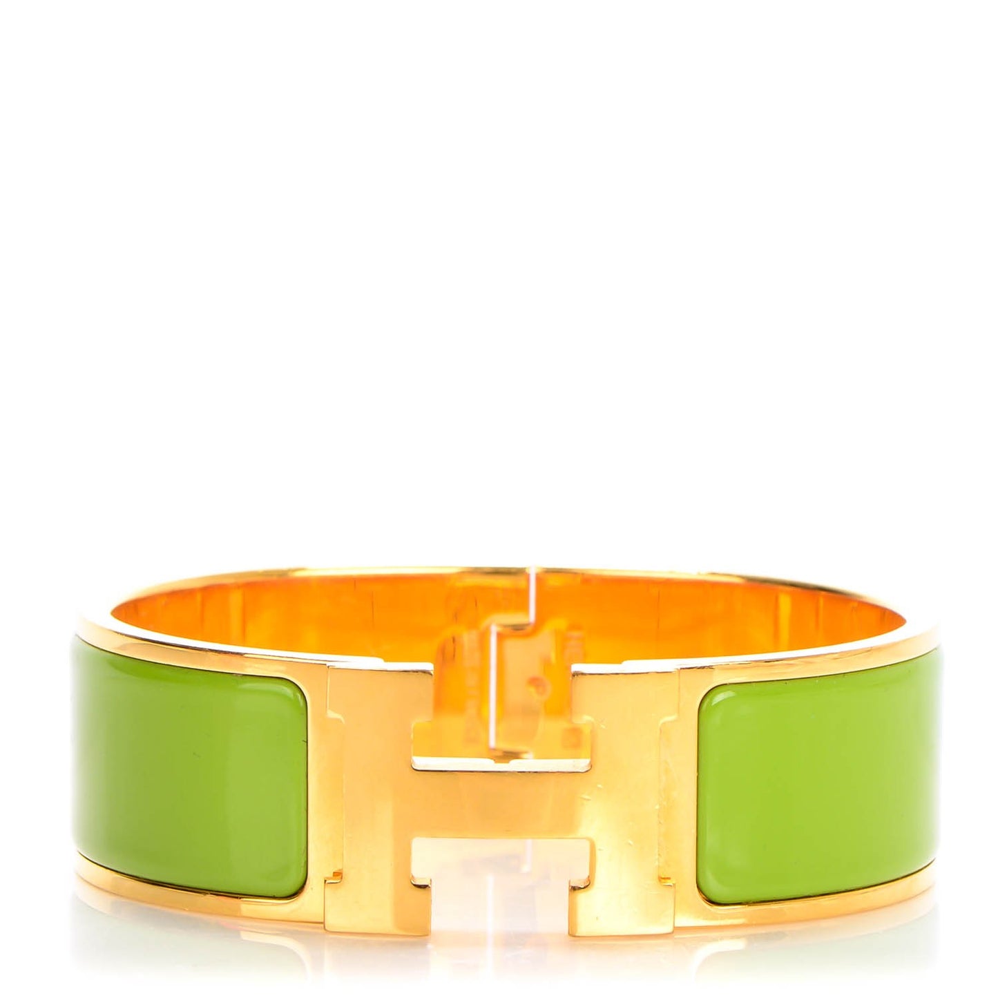 Enamel Wide Clic Clac H Bracelet GM Vert Praire