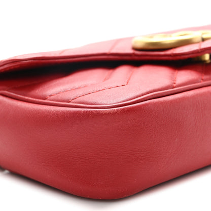 Gucci Calfskin Matelasse Super Mini GG Marmont Shoulder Bag Hibiscus Red 9 of 11