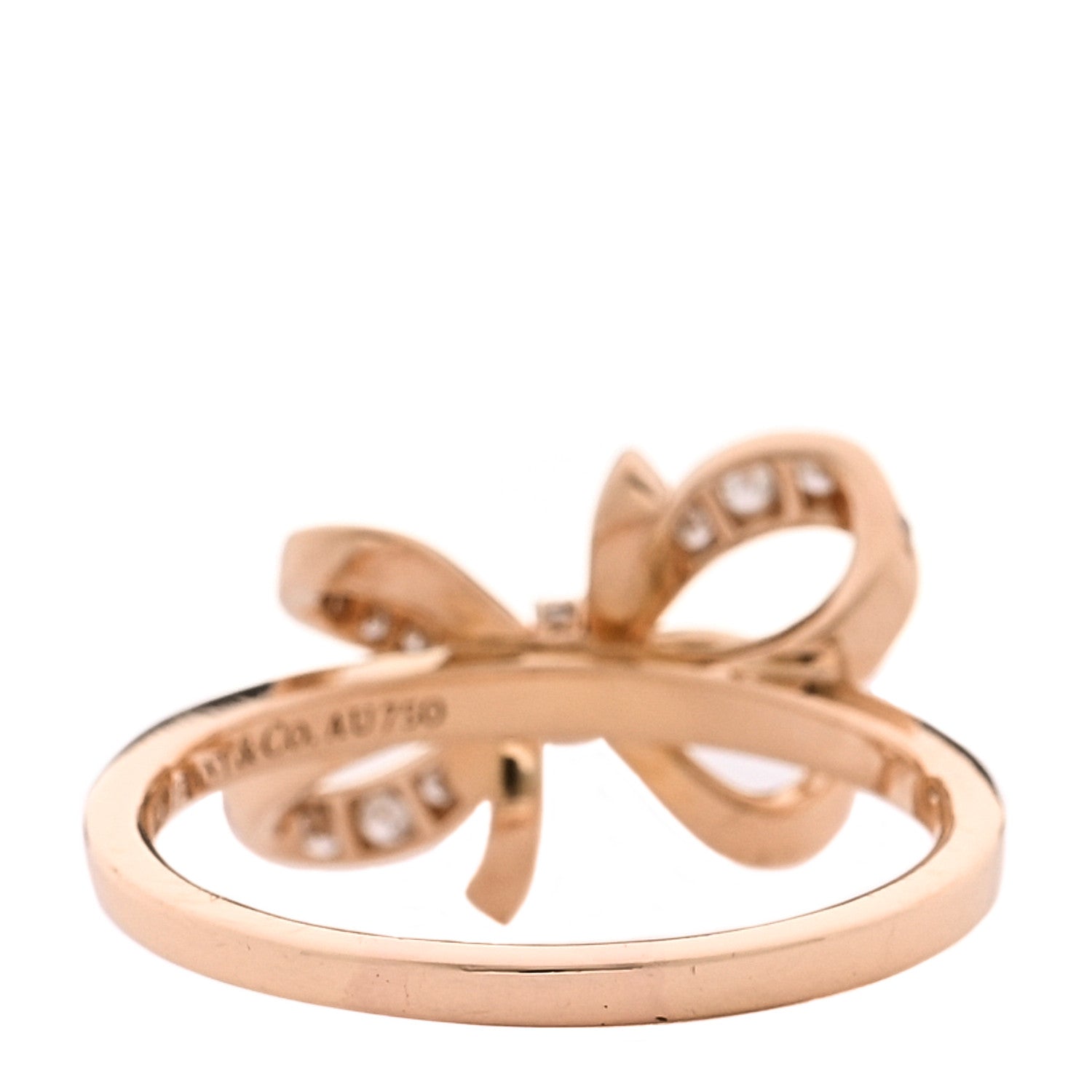 Tiffany 18K Rose Gold Diamond Double Bow Ring 53 6.5 3 of 4