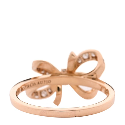 Tiffany 18K Rose Gold Diamond Double Bow Ring 53 6.5 3 of 4