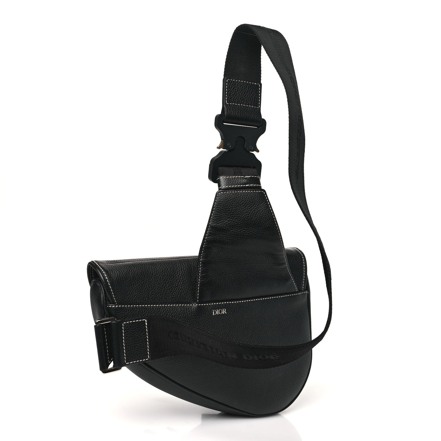 Christian Dior X SHAWN STUSSY Grained Calfskin Bee Saddle Bag Black 3 of 10