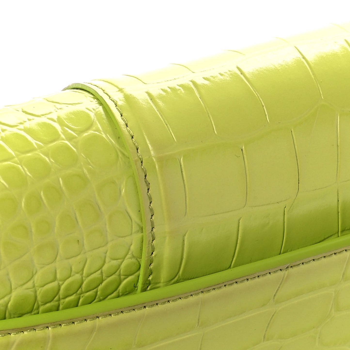 Shiny Calfskin Crocodile Embossed Small Hourglass Sling Shoulder Bag Lime