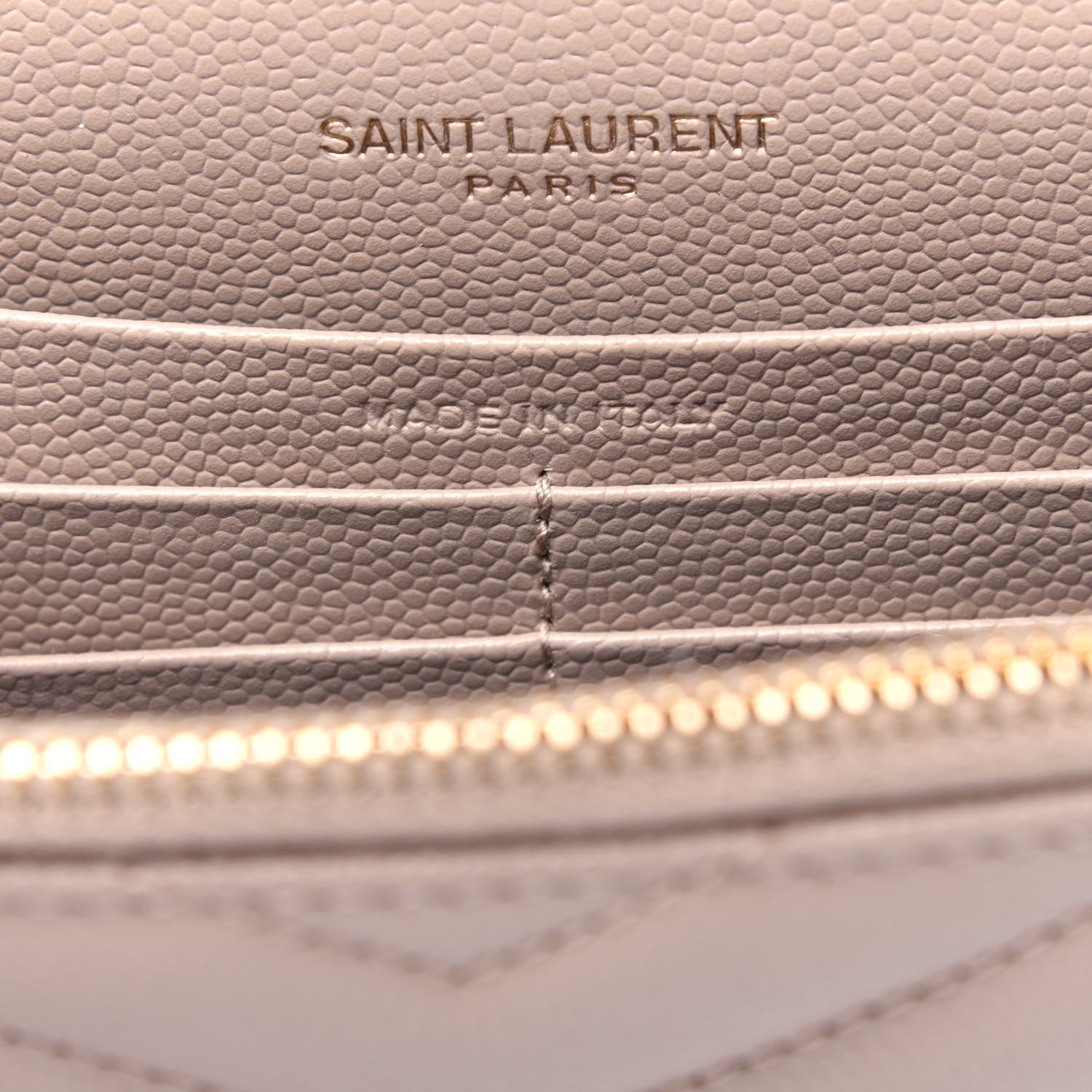 Saint Laurent Grain De Poudre Matelasse Chevron Monogram Envelope Chain Wallet Dark Beige 6 of 13