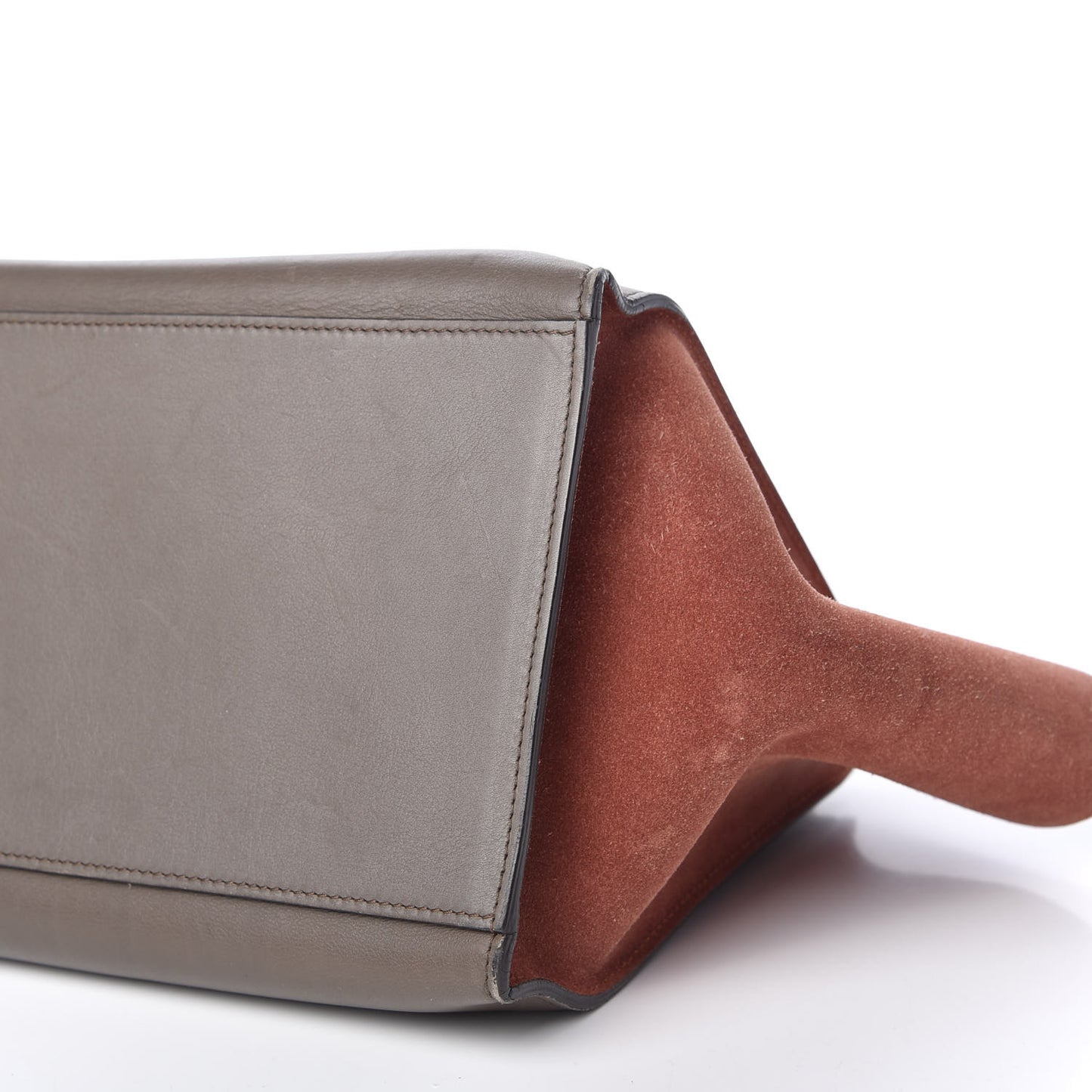 Smooth Calfskin Suede Medium Tri-Color Trapeze Terracotta