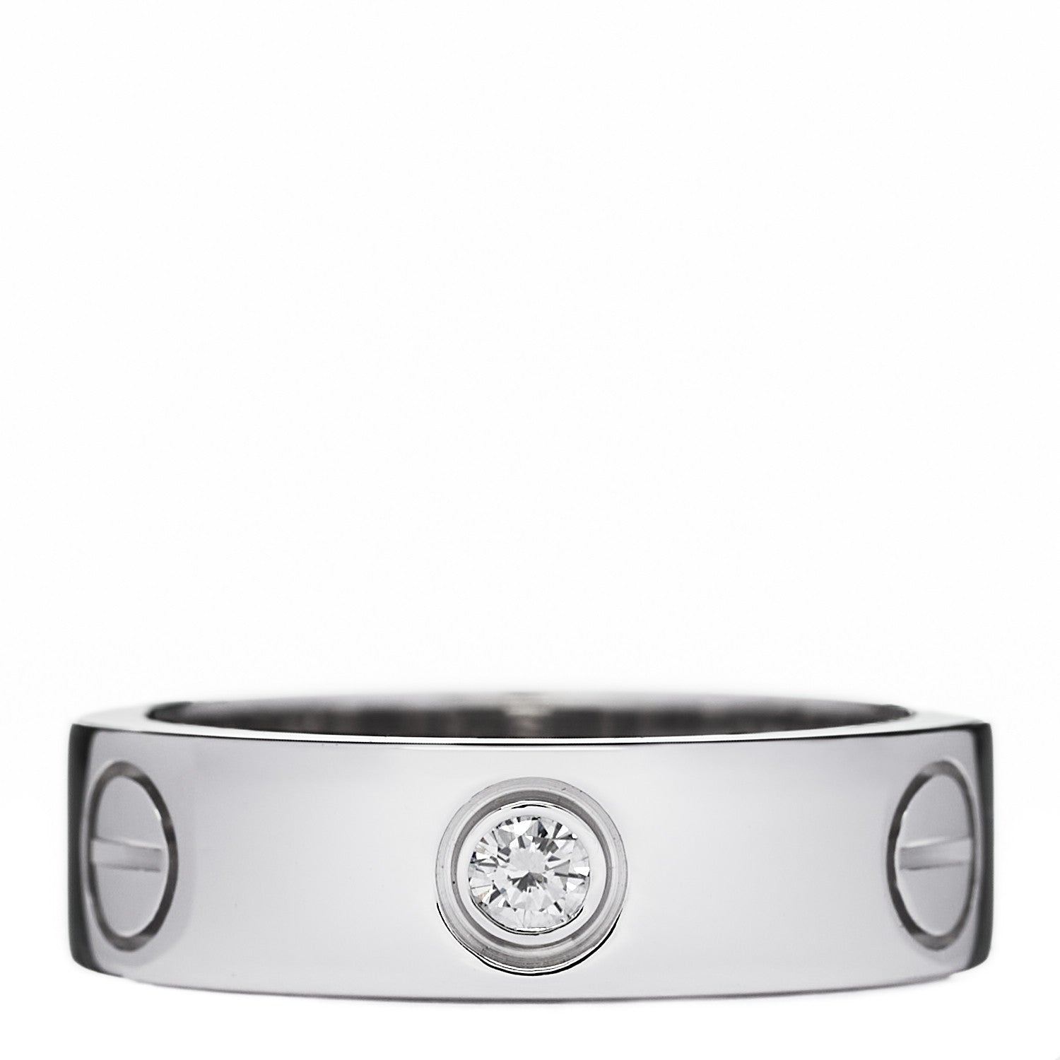 Cartier 18K White Gold 3 Diamond 5.5mm LOVE Ring 52 6 1 of 4