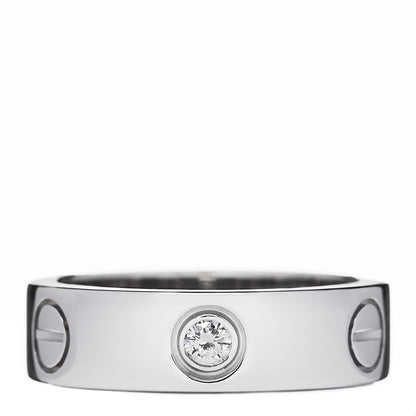 Cartier 18K White Gold 3 Diamond 5.5mm LOVE Ring 52 6 1 of 4