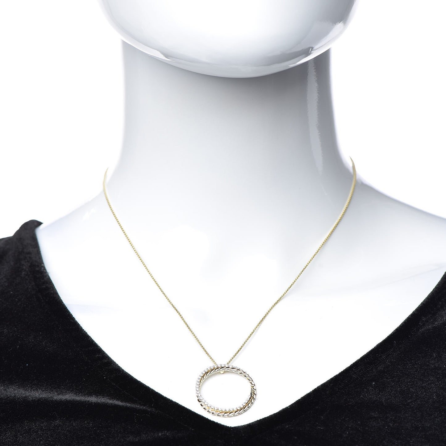18K Yellow Gold Diamond 25mm Crossover Pendant Necklace