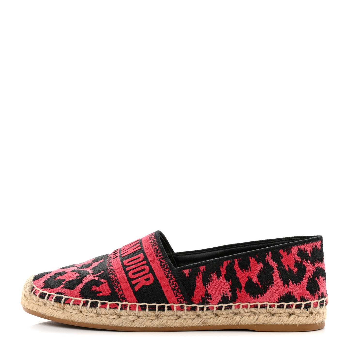 Cotton Embroidered Leopard Print Granville Espadrille 37 Red