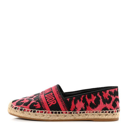 Christian Dior Cotton Embroidered Leopard Print Granville Espadrille 37 Red 1 of 9