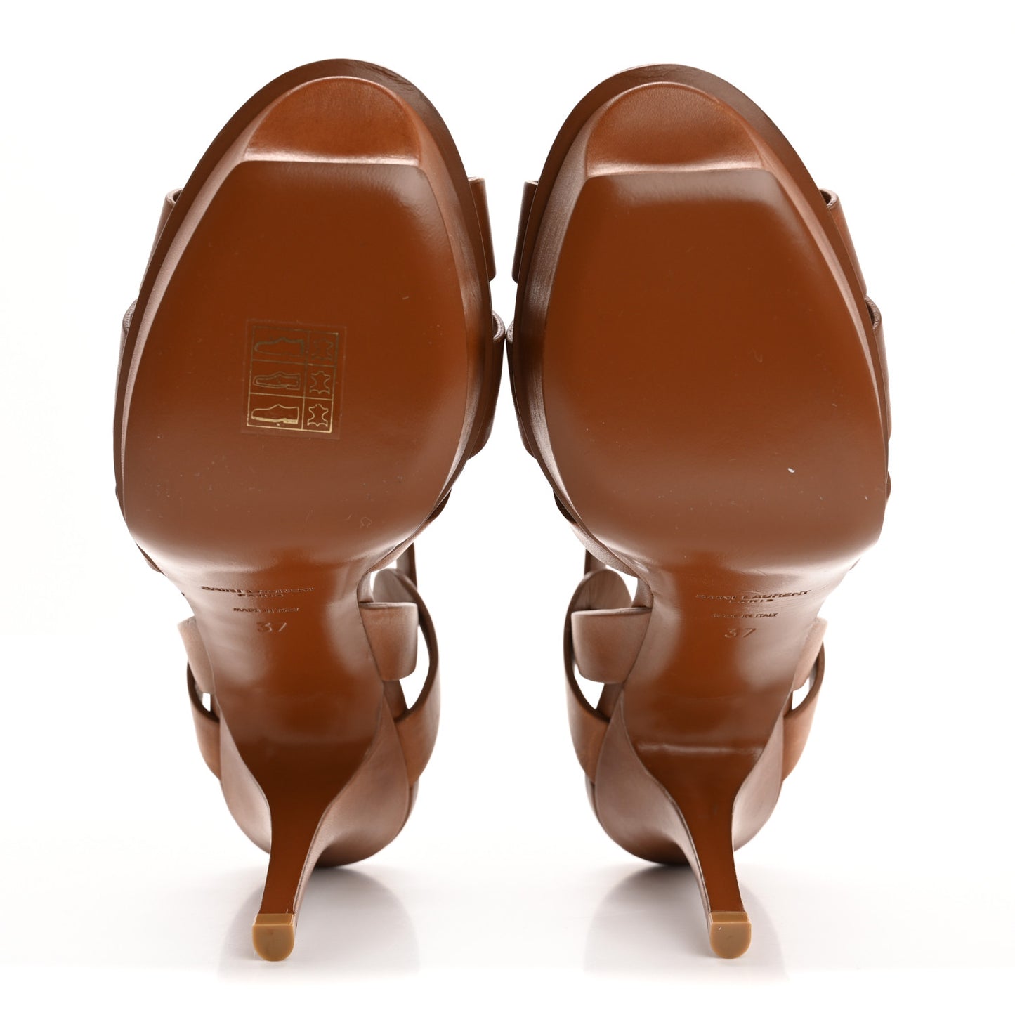 Calfskin Tribute 75 Platform Sandals 37 Amber