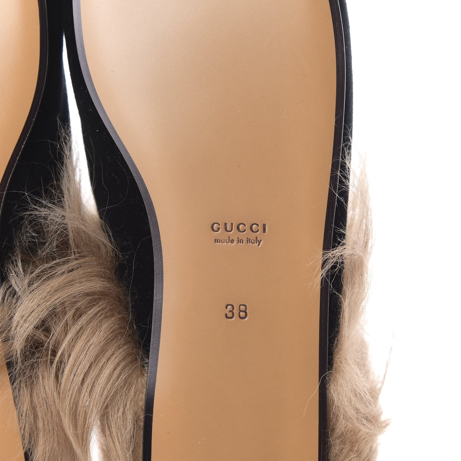 Gucci Velvet Fur Womens Princetown Slippers 38 Black 6 of 8