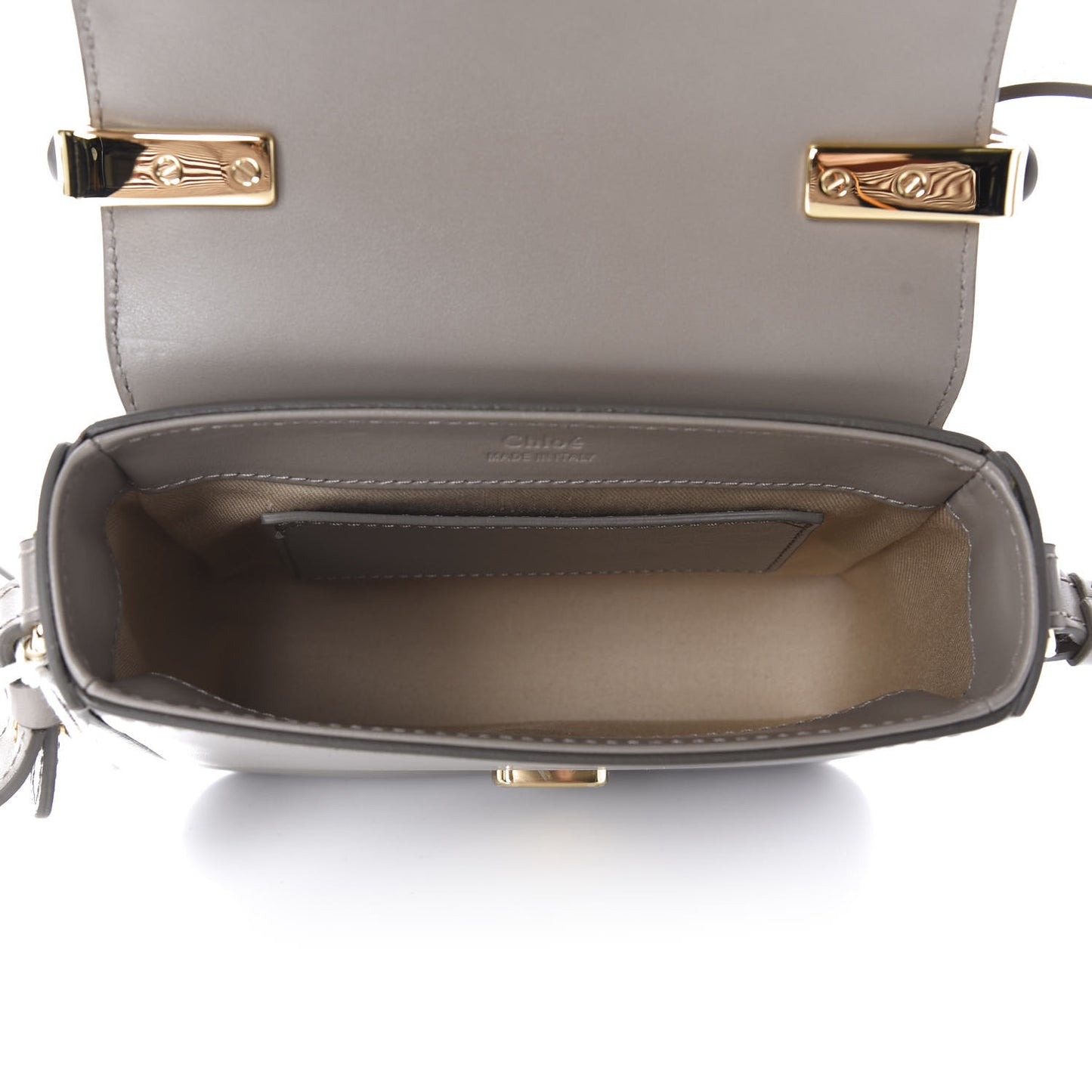 Shiny Calfskin Suede Mini C Double Carry Motty Grey