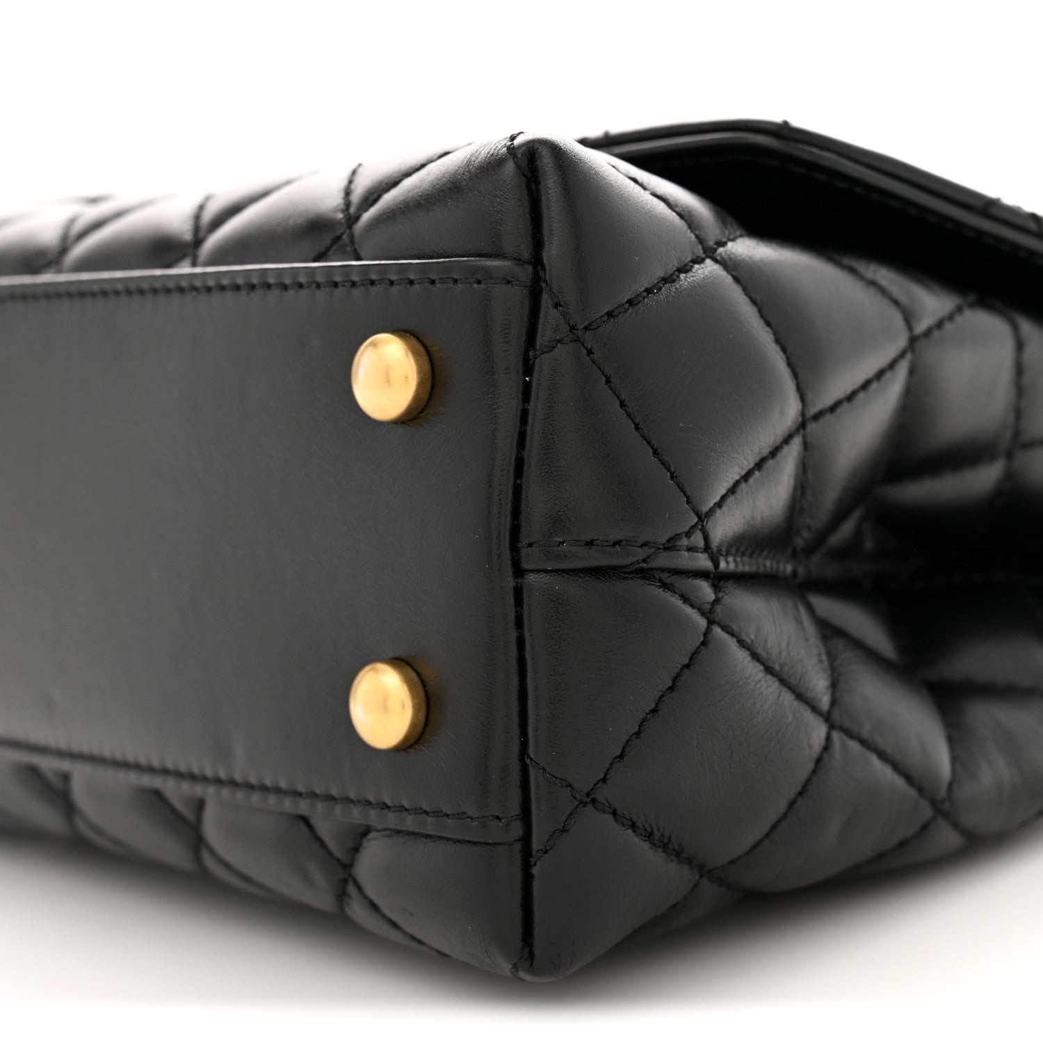 Chanel Calfskin Quilted Mini Logo Coco Handle Flap Black 1882704