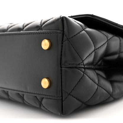 Chanel Calfskin Quilted Mini Logo Coco Handle Flap Black 9 of 11