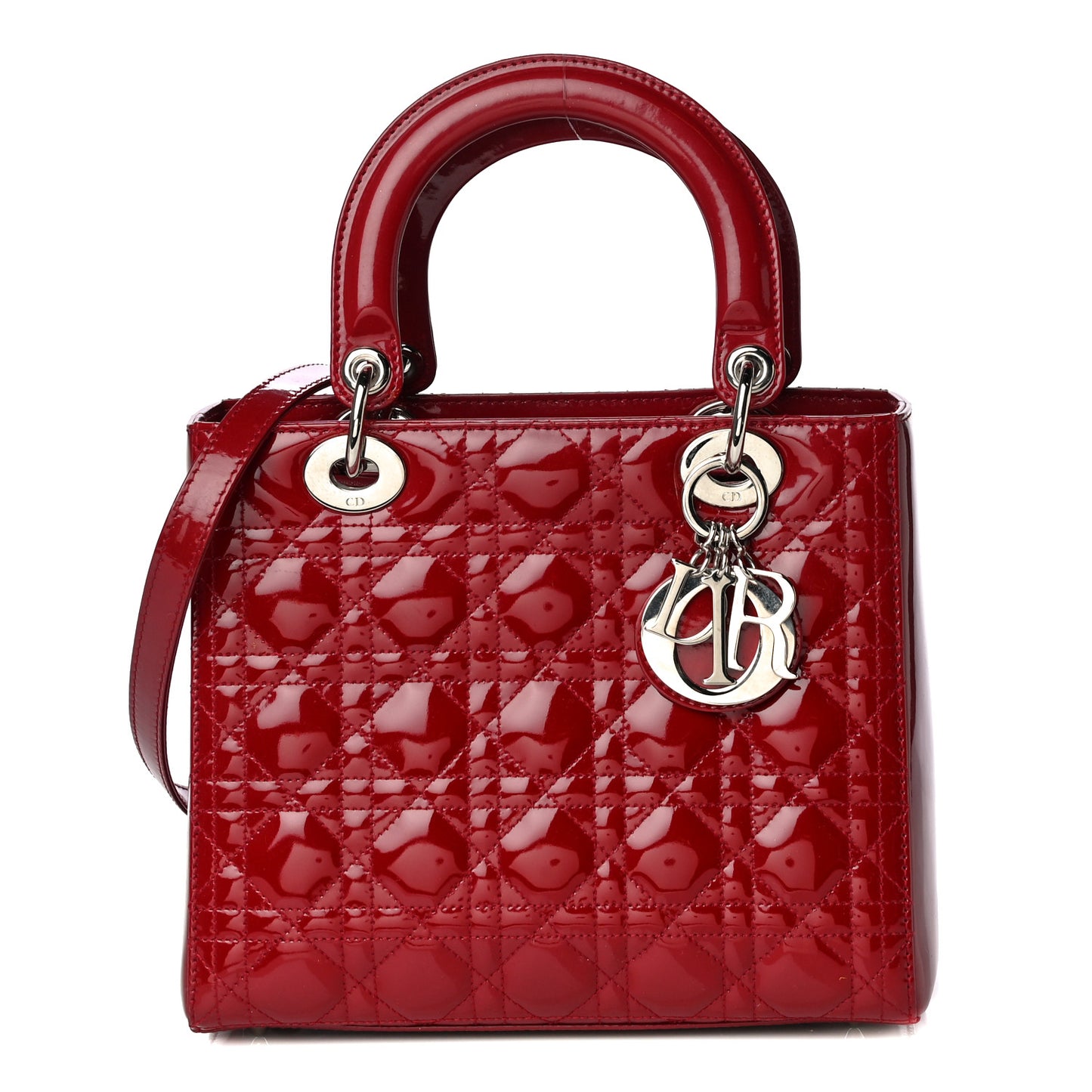 Patent Cannage Medium Lady Dior Red