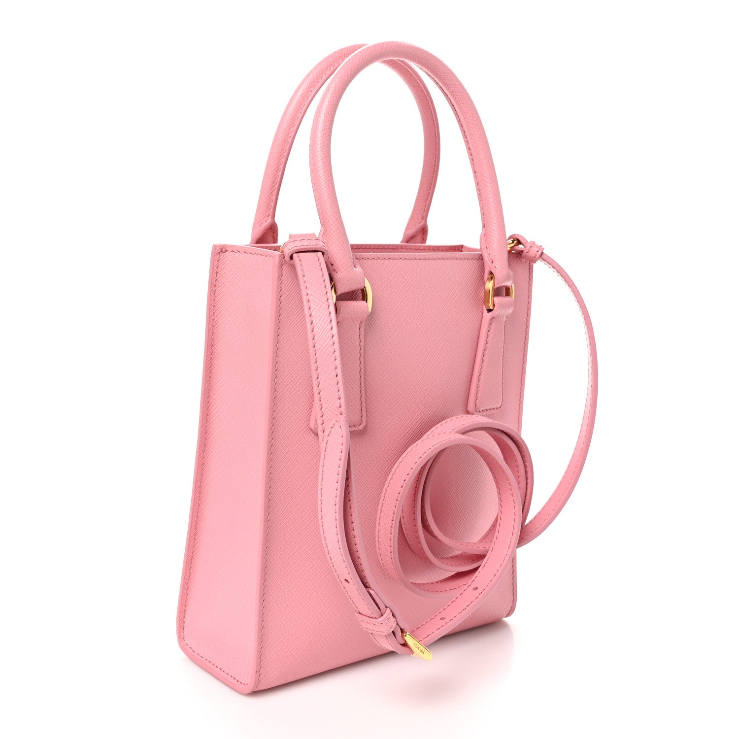 Prada Saffiano Lux Metal Triangle Handbag Pelato 3 of 9
