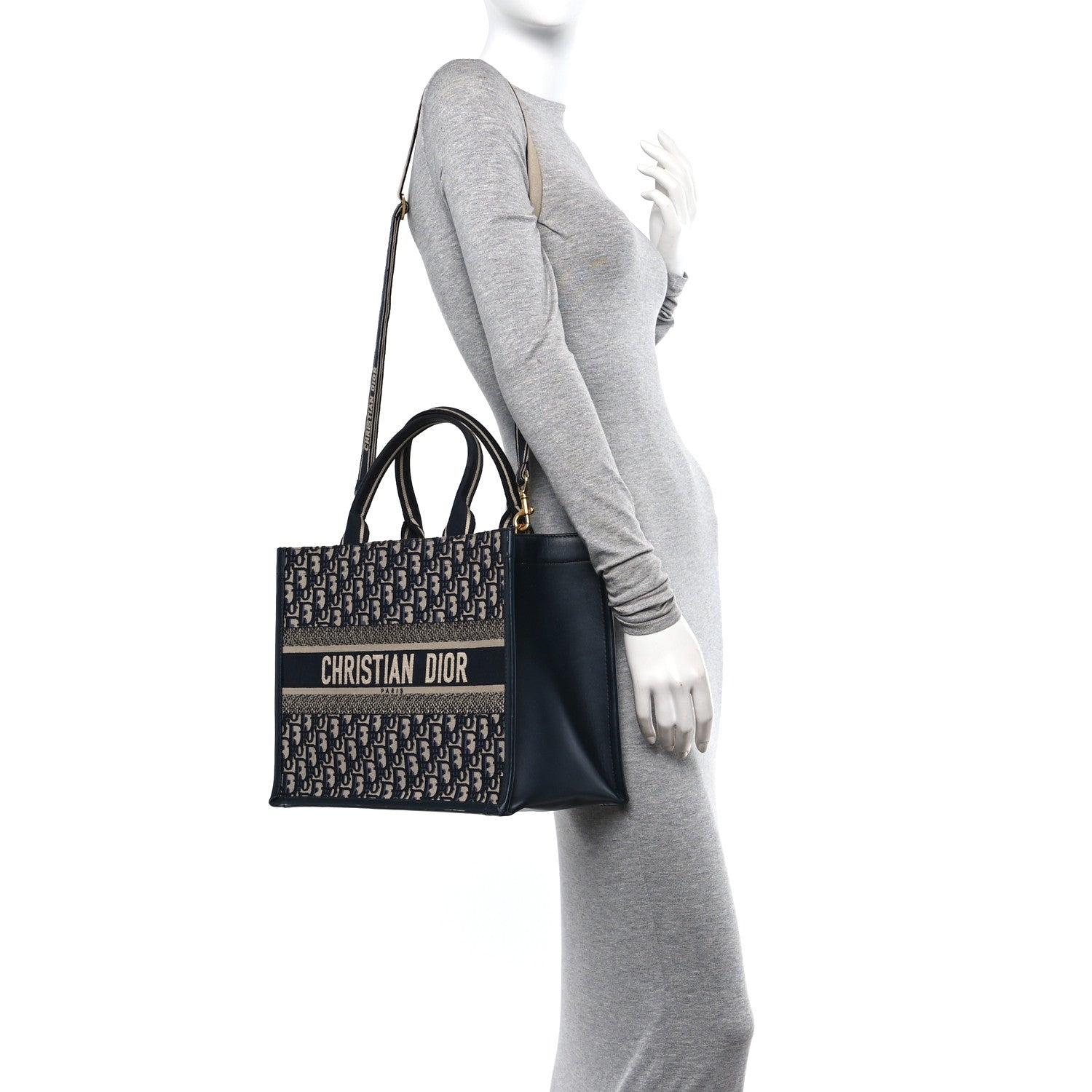 Christian Dior Oblique Calfskin Medium Book Tote With Strap Blue Multicolor 3 of 11