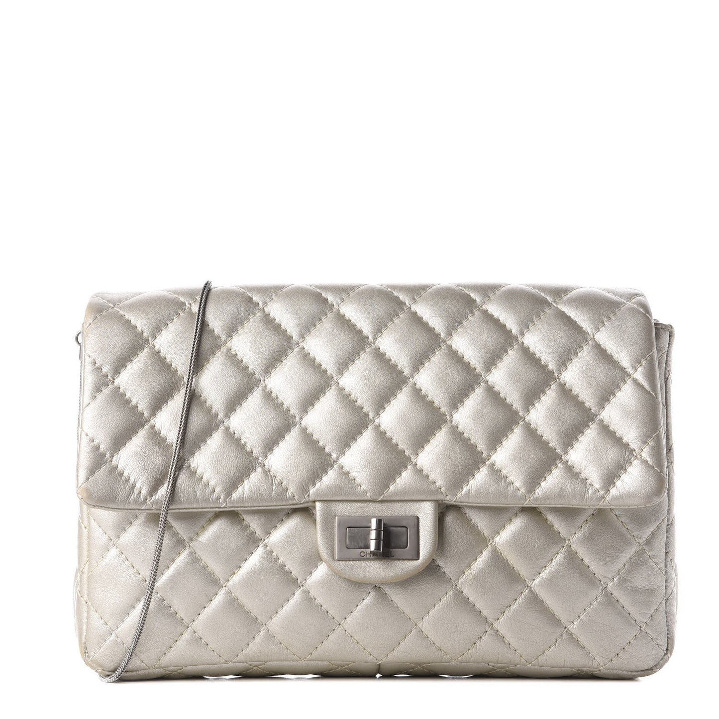 Metallic Calfskin Quilted 2.55 Reissue Clutch Silver